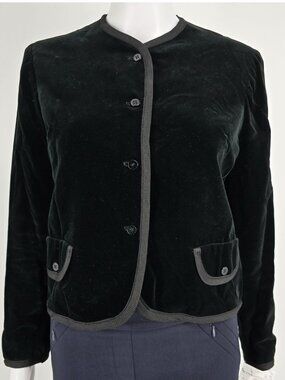 Vintage 1960s Petti Glen Junior Apparel Black Velveteen Cropped Jacket (M)